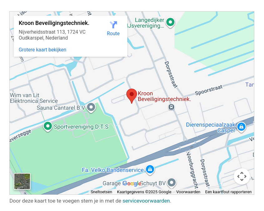 Locatie van Kroon Beveiligingstechniek in Oudkarspel